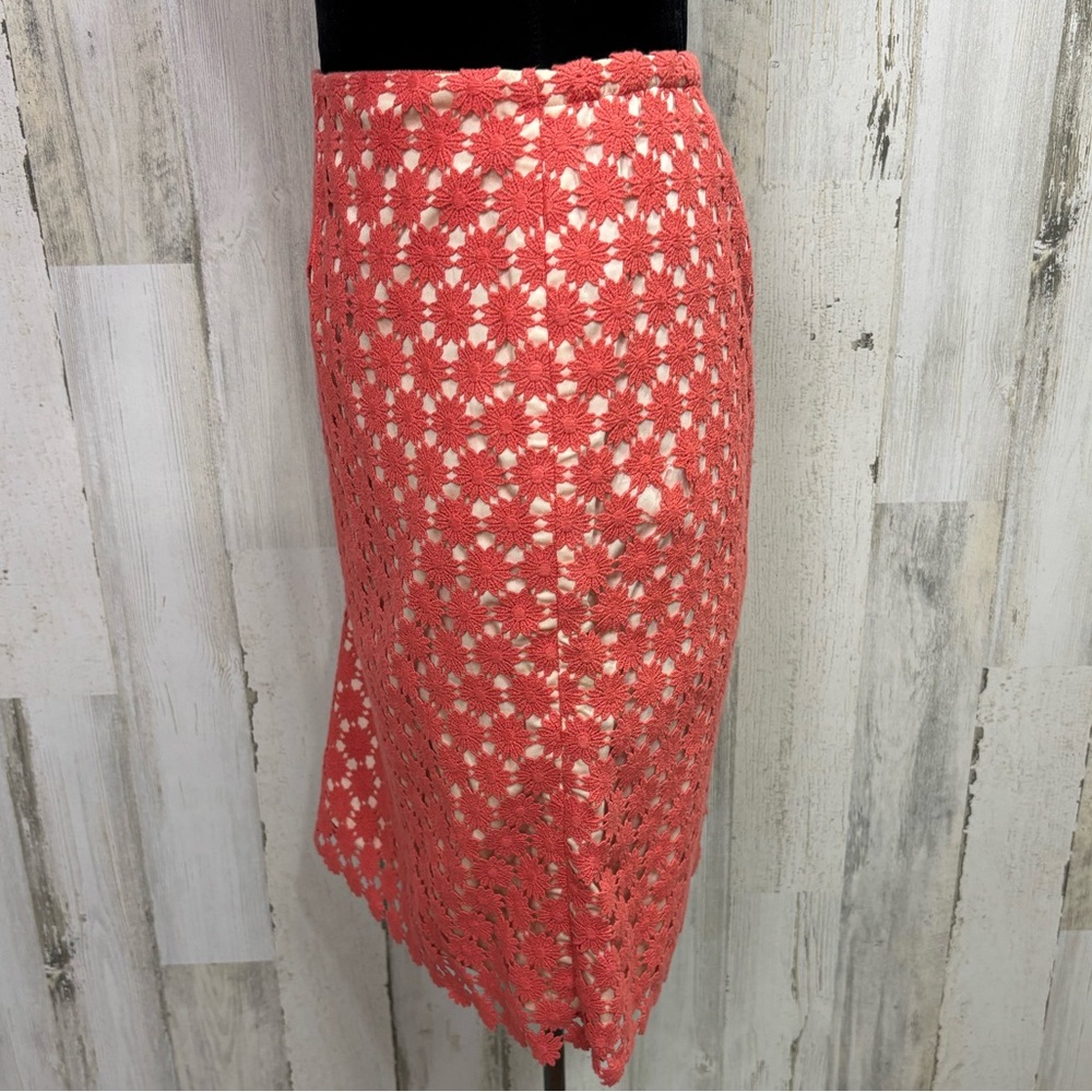 Talbots Coral Eyelet Pencil Skirt - Picture 4 of 10
